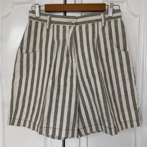 IZOD CLUB Striped Green and Cream Women's Relaxed Shorts